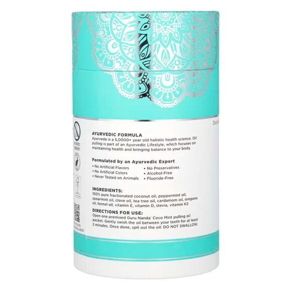 GuruNanda, Whitening Pulling Oil, Coconut + Mint, 28 Pack, 0.4 fl oz each - Picture 3 of 11